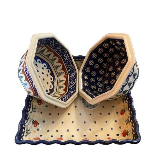 Original Boleslawiec Pottery Bundle Octagon Casserole dish - Picture 1 of 13